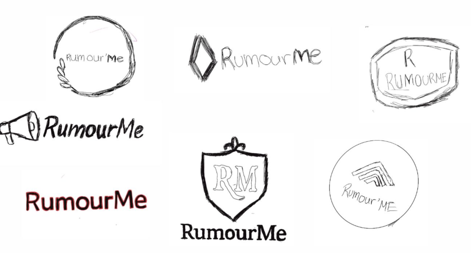 RumourMe logo sketches