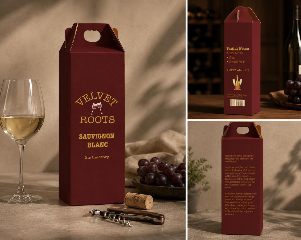 Velvet Roots wine packaging design cover